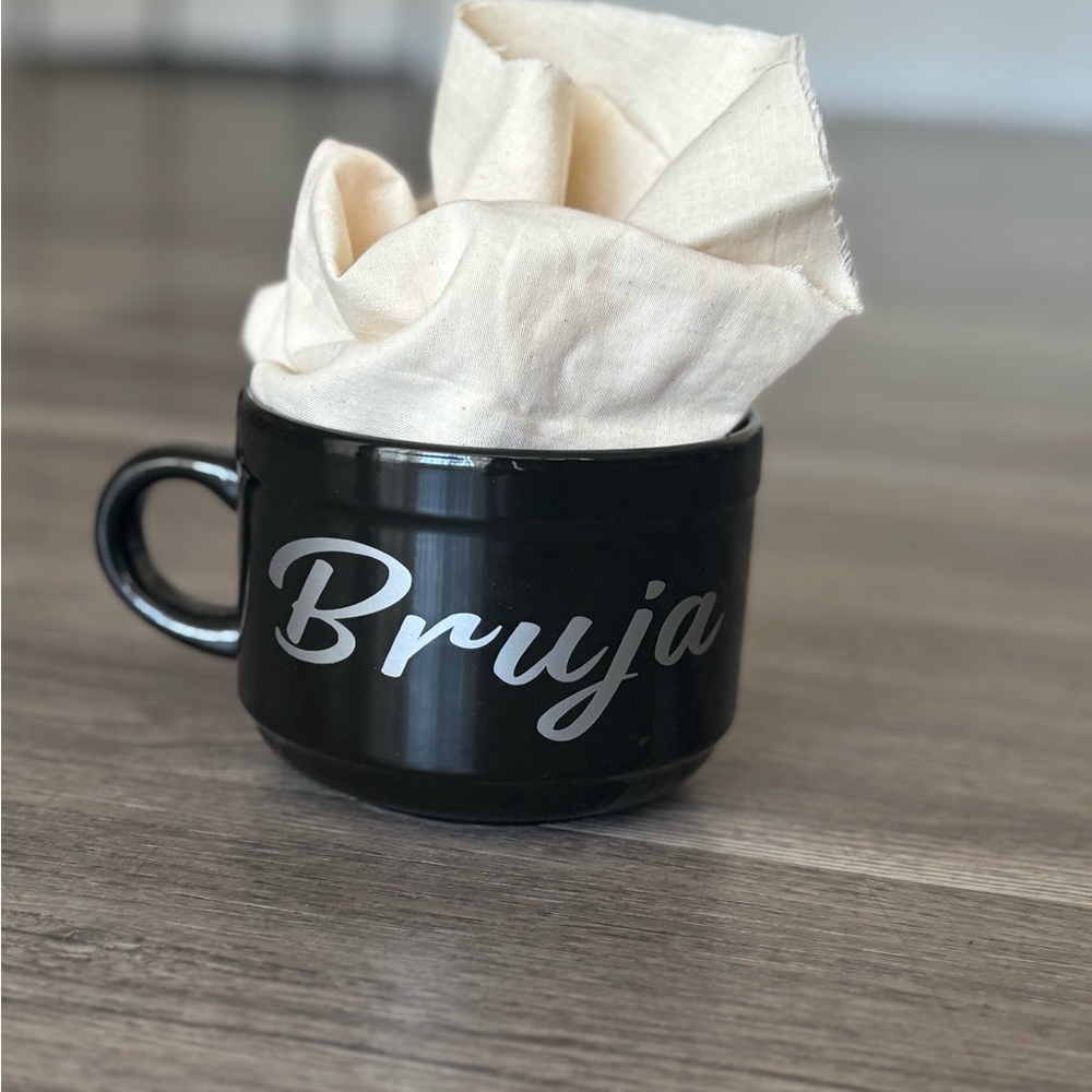 Custom Oversized “Bruja” Mug 🖤 Handmade Black Coffee Tea Soup Cup | Last One!